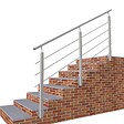 AICA SANITAIRE - Garde-corps - Pour intérieur et extérieur - Aluminium argenté - Avec 5 traverses et 1 main courante - 200cm - Fixation latérale - vignette