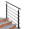 AICA SANITAIRE - Garde-corps - Aluminium Noir - 100cm - Avec 5 traverses et 1 main courante - Pour intérieur et extérieur - Fixation à plat - vignette