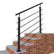 AICA SANITAIRE - Garde-corps - Aluminium Noir - 100cm - Avec 5 traverses et 1 main courante - Pour intérieur et extérieur - Fixation à plat - vignette