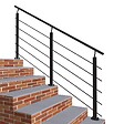 AICA SANITAIRE - Garde-corps - Aluminium Noir - 200cm - Avec 5 traverses et 1 main courante - Pour intérieur et extérieur - Fixation à plat - vignette