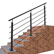AICA SANITAIRE - Garde-corps - Aluminium Noir - 200cm - Avec 5 traverses et 1 main courante - Pour intérieur et extérieur - Fixation à plat - vignette