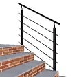 AICA SANITAIRE - Garde-corps - Aluminium Noir - 100cm - Avec 5 traverses et 1 main courante - Pour intérieur et extérieur - Fixation latérale - vignette