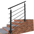 AICA SANITAIRE - Garde-corps - Aluminium Noir - 100cm - Avec 5 traverses et 1 main courante - Pour intérieur et extérieur - Fixation latérale - vignette