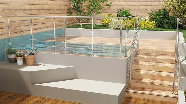 AICA SANITAIRE - Garde-corps avec main courante, 100cm, en acier inoxydable 304, garde-corps avec 5 traverses, pour intérieur et extérieur - large