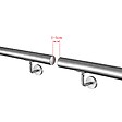 AICA SANITAIRE - Main courante - En acier inoxydable 304 - 180cm - Rampe escalier mural avec embouts - Pour intérieur et extérieur - Avec supports muraux - vignette