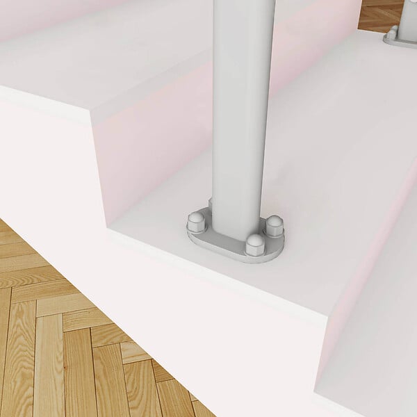 AICA SANITAIRE - Poteau de garde-corps - Pour intérieur et extérieur - Aluminium argenté - Fixation à plat - large