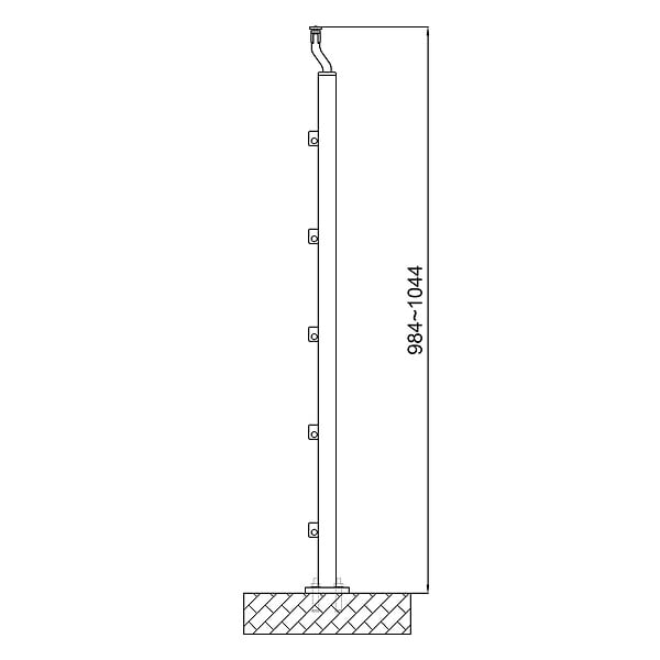 AICA SANITAIRE - Poteau de garde-corps - Pour intérieur et extérieur - Aluminium argenté - Fixation à plat - large