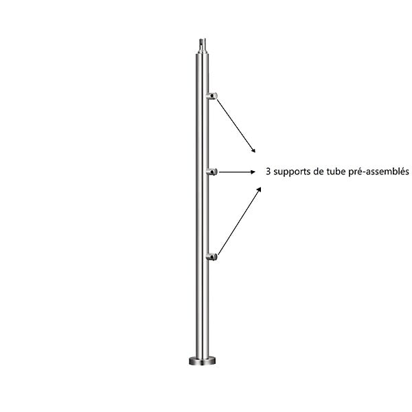 AICA SANITAIRE - Garde-corps avec main courante, 180cm, en acier inoxydable 304, garde-corps avec 3 traverses, pour intérieur et extérieur - large
