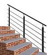 AICA SANITAIRE - Garde-corps - Aluminium Noir - 200cm - Avec 5 traverses et 1 main courante - Pour intérieur et extérieur - Fixation latérale - vignette
