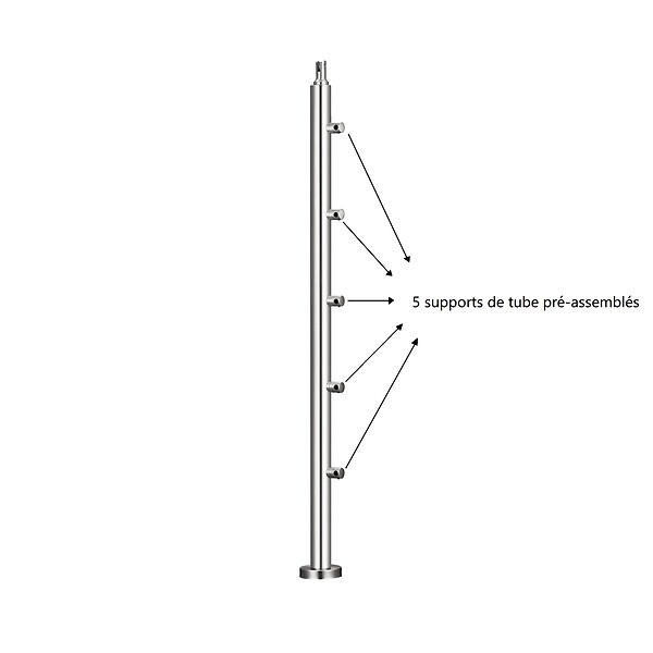 AICA SANITAIRE - Garde-corps avec main courante, 80cm, en acier inoxydable 304, garde-corps avec 5 traverses, pour intérieur et extérieur - large