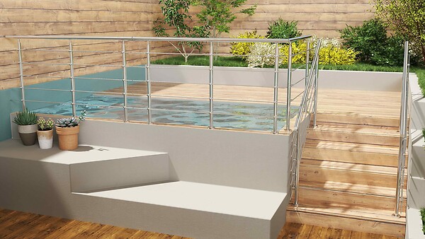 AICA SANITAIRE - Garde-corps avec main courante, 80cm, en acier inoxydable 304, garde-corps avec 5 traverses, pour intérieur et extérieur - large