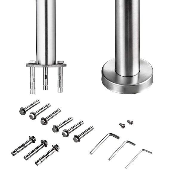 AICA SANITAIRE - Garde-corps avec main courante, 200cm, en acier inoxydable 304, garde-corps avec 5 traverses, pour intérieur et extérieur - large