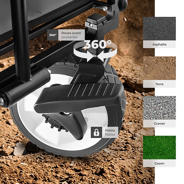 TECTAKE - Chariot pliable LEON avec freins, capacité de charge 80kg gris - large