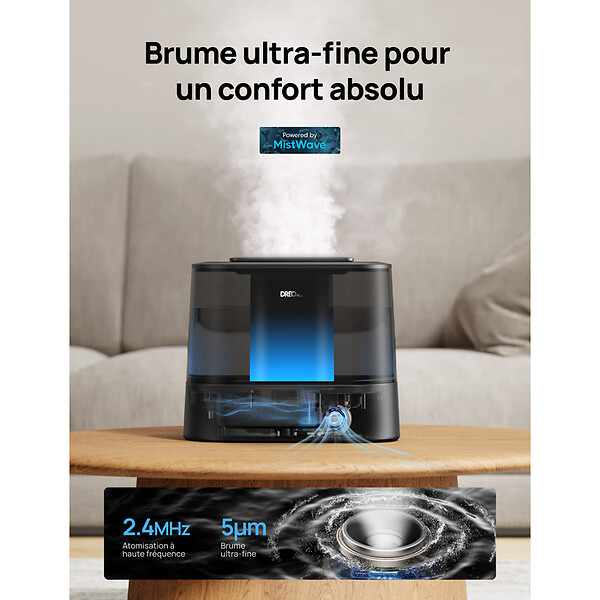 DREO - Humidificateur DREO 420S 4L silencieux avec autonomie 30H - large