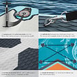 TECTAKE - Planche de stand up paddle gonflable 2 en 1 kit complet turquoise orange 288 x 77 x 22,5 cm polyvalente - vignette