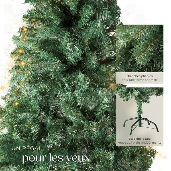 TECTAKE - Sapin de Noël artificiel avec support métallique  vert - large