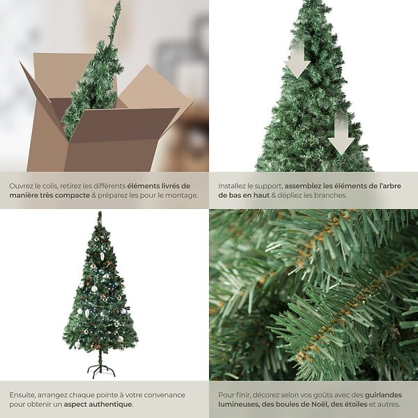 TECTAKE - Sapin de Noël artificiel avec support métallique  vert - large