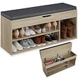 TECTAKE - Banc à chaussures NATALYA avec coussin d'assise 104x30x49cm Bois clair, Chêne Sonoma - vignette