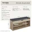 TECTAKE - Banc à chaussures NATALYA avec coussin d'assise 104x30x49cm Bois clair, Chêne Sonoma - vignette