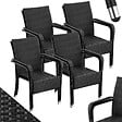 TECTAKE - Chaise en résine tressée GIRONA avec une capacité de charge de 120 kg noir - vignette