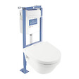 VILLEROY ET BOCH - Pack WC suspendu sans bride  Architectura directflush + abattant frein de chute + bâti-support autoportant + plaque blanche - vignette