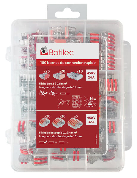 BATILEC - Mini mallette de 100 bornes de connexion rapide mixte Batilec - large