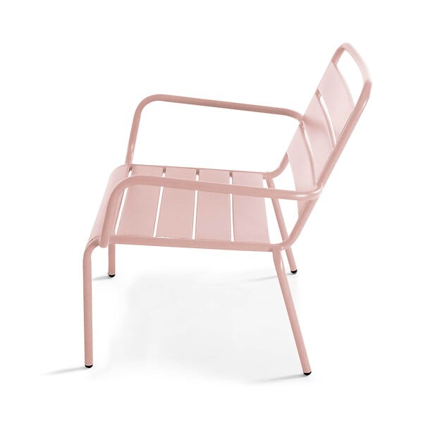 OVIALA - Fauteuil de jardin bas relax acier rose poudré - Palavas - large
