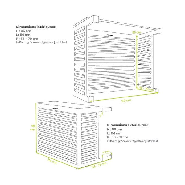 DECOCLIM - Cache unité extérieure en aluminium brun argile taille L - DECOCLIM - 23AL8003 - large