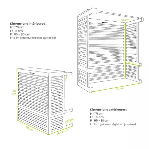 DECOCLIM - Extension hauteur pour caches DECOCLIM anthracite taille XL - DECOCLIM-23AXL7016-PLUS - large