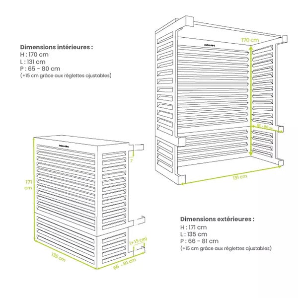 DECOCLIM - Extension hauteur pour caches DECOCLIM blanc taille XL - DECOCLIM-23AXL9010-PLUS - large