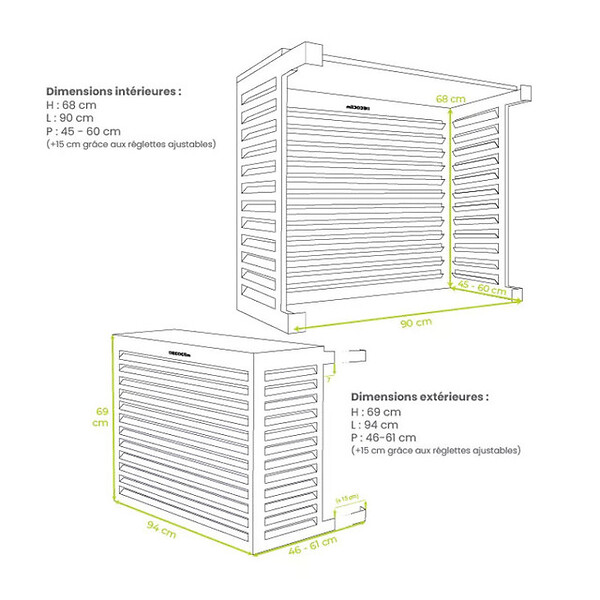 DECOCLIM - Cache unité extérieure en aluminium noir foncé taille S - DECOCLIM - 23AS9005 - large