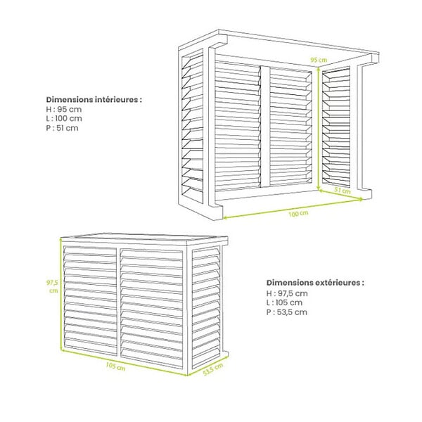 DECOCLIM - Cache unité extérieure en bois taille L - DECOCLIM - DECOCLIM-BL - large