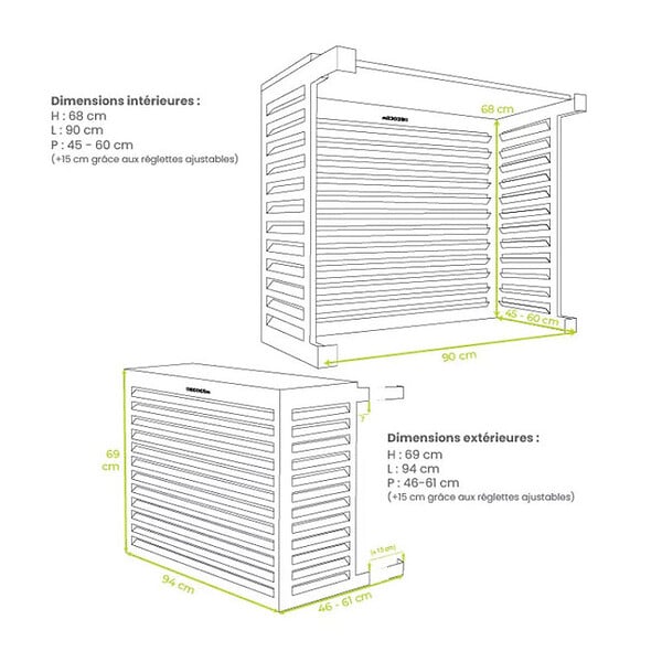 DECOCLIM - Cache unité extérieure en aluminium gris poussière taille S - DECOCLIM - 23AS7037 - large