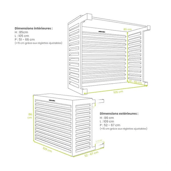 DECOCLIM - Cache unité extérieure en aluminium blanc crème taille M - DECOCLIM - 23AM9001 - large