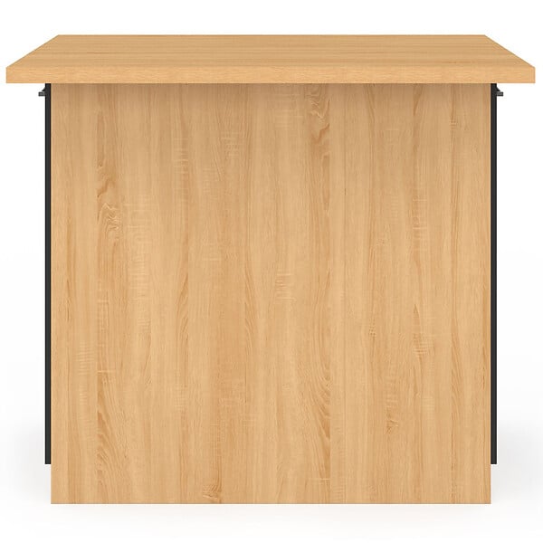 ID MARKET - Ilot central IVO 100 cm bois façon hêtre portes noires avec plan de travail - large
