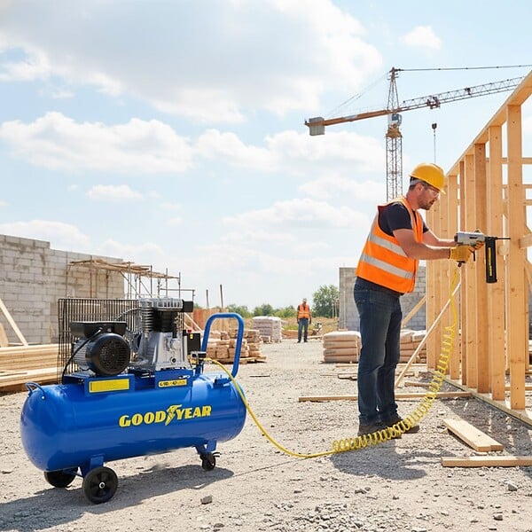 GOODYEAR - Compresseur d'air 10 bars Réservoir 100L à Courroie 3CV 2250W Débit air 350L/min GOODYEAR - large