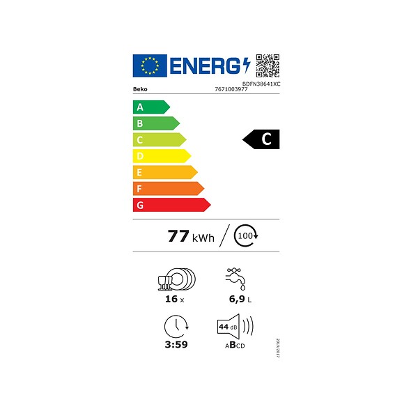 BEKO - lave-vaisselle 60cm 12 couverts 46db - BDFN38641XC - large