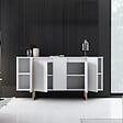 CONCEPT USINE - Buffet design blanc et or 160 cm - 4 portes LUXOR - vignette