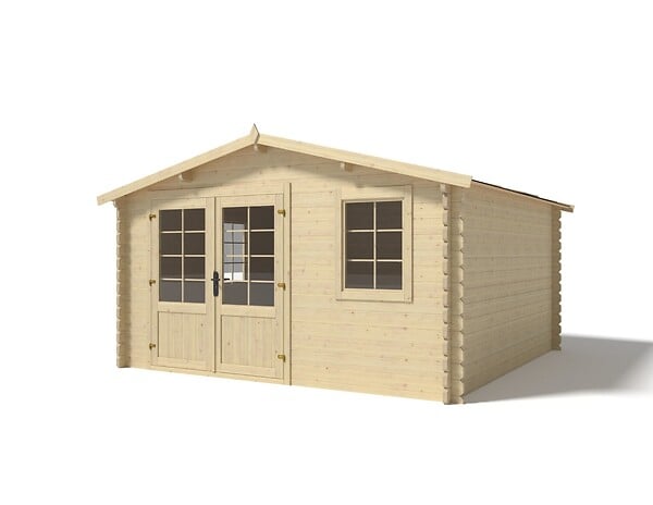 ALTANKA - Abri de jardin en bois - 16m2 - 4x4m - Ep. 40mm - Couleur: naturel - DOM371 - large