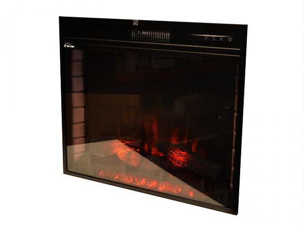 PURLINE - Cheminée électrique 2kW en verre trempé plat avec télécommande et flamme réglable - large
