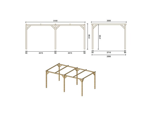ALTANKA - Carport, abri de voiture  3x5.1 m - 15.3 m2 - CAR1 - large