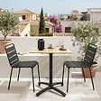 OVIALA - Ensemble table de jardin en bois et 2 chaises en métal gris - Times square - vignette