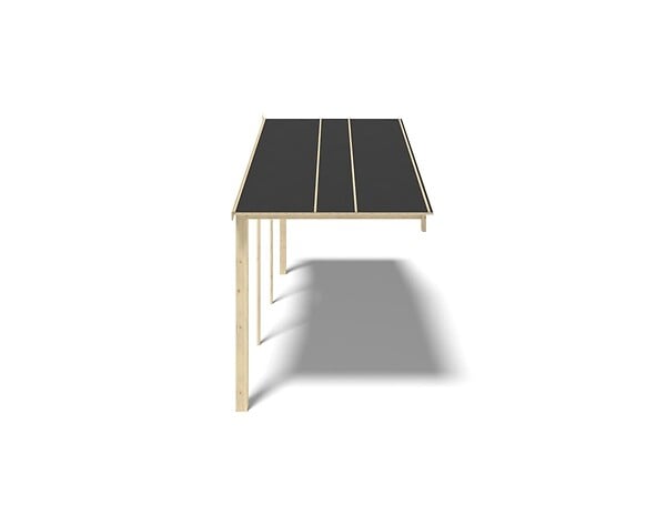 ALTANKA - Avant-toit en bois 6x2m pour le chalet de jardin 6m, couleur naturel - DOM553 - large