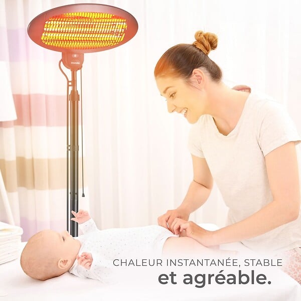TECTAKE - Radiateur infrarouge Solaris Monolith 2000W réglable en hauteur noir - large