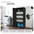 TECTAKE - Armoire de classement noir en acier époxy 180x80x40 cm avec étagères réglables et serrure à clé - vignette