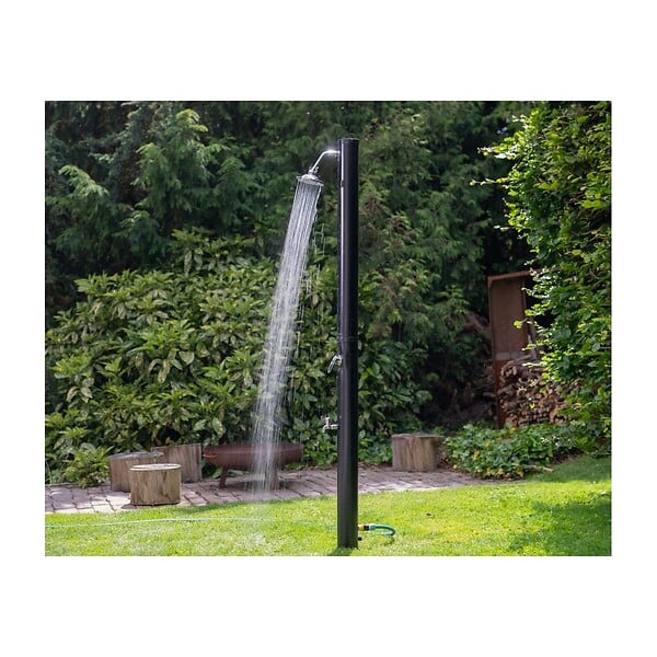 KZ GARDEN - Douche Solaire noire Ø 15cm 20L Chauffe eau Hauteur 217cm 3.5Bar Pommeau et Mitigeur Chromés Douche de Jardin KZ - large