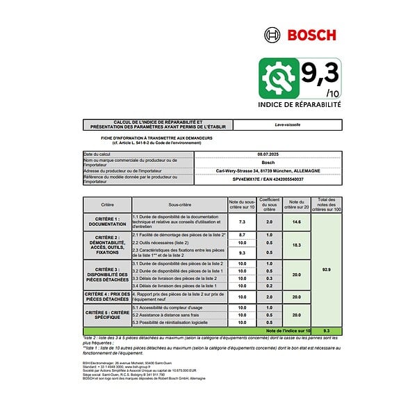 BOSCH - lave-vaisselle 45cm 10 couverts 44db tout intégrable - SPV4EMX17E - large