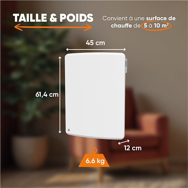 BESTHERM - Radiateur électrique fixe à inertie sèche céramique - BESTHERM - ARIA 1000W  - vertical blanc - large