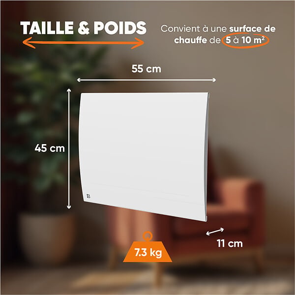 BESTHERM - Radiateur électrique fixe connecté WiFi à inertie sèche céramique - BESTHERM - LESSO CONNECT 1000W - horizontal blanc - large