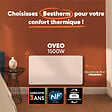 BESTHERM - Radiateur électrique fixe à inertie sèche céramique 1500W plug & play OVEO horizontal blanc - vignette